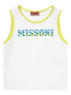 Missoni Kids logo-printed sleeveless t-shirt - White