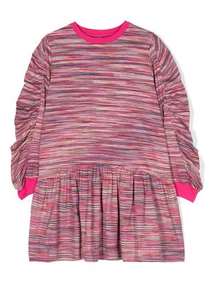 Missoni Kids melange-effect logo-print dress - Pink