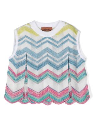 Missoni Kids Multicolour Chevron Laminated Knitted Sleeveless Top