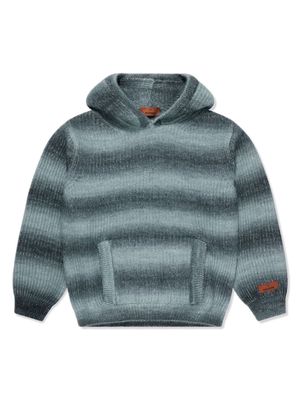 Missoni Kids ombré-effect striped knitted hoodie - Grey