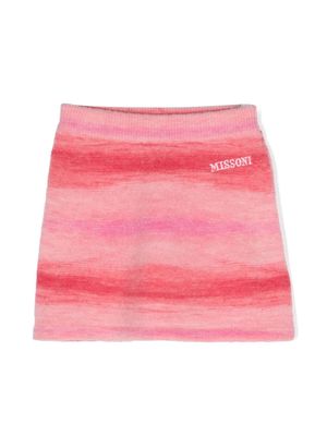 Missoni Kids painterly-print embroidered A-line skirt - Pink