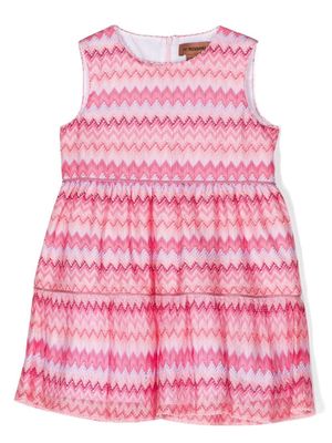 Missoni Kids panelled zigzag-print dress - Pink