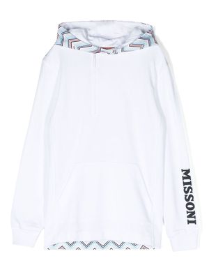Missoni Kids panelled zigzag-print hoodie - White