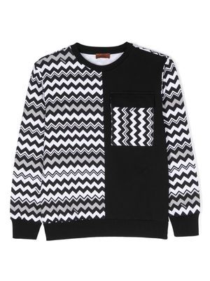 Missoni Kids patchwork zigzag cotton sweatshirt - Black