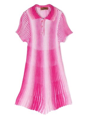 Missoni Kids Pink Striped Laminated Knit Dress