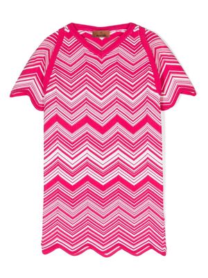 Missoni Kids raglan-sleeve zigzag-knit dress - Pink