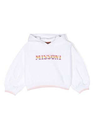 Missoni Kids rainbow logo-embroidered hoodie - White