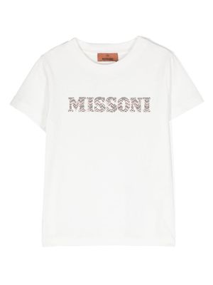 Missoni Kids rhinestone-embellished cotton T-shirt - White