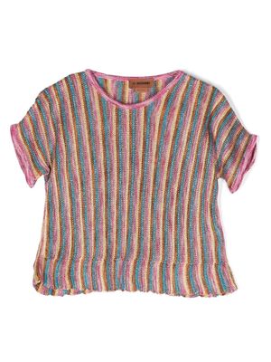 Missoni Kids round-neck knitted top - Blue