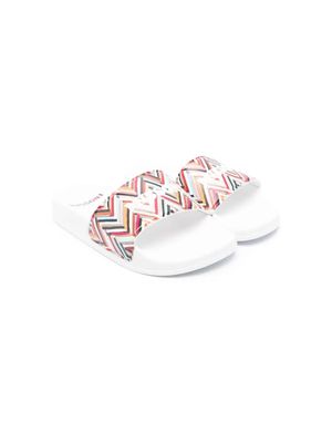 Missoni Kids Rubber Slippers With Logo And Blue Chevron Pattern