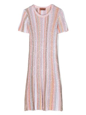 Missoni Kids sequin-embellished knitted dress - Pink