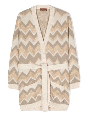 Missoni Kids sequinned zigzag cardigan - Neutrals