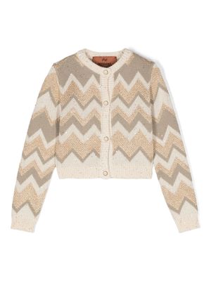 Missoni Kids sequinned zigzag-knit cardigan - Neutrals