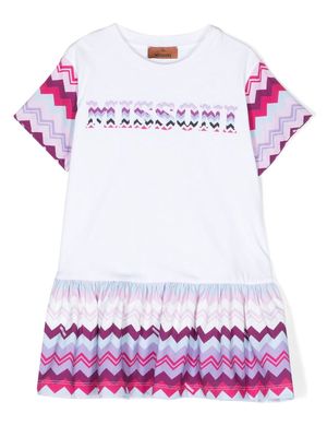 Missoni Kids signature zigzag-print cotton dress - White