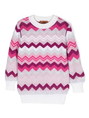 Missoni Kids signature zigzag-print knit jumper - Pink