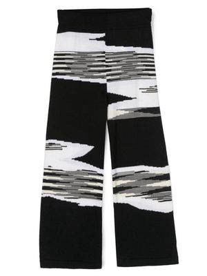 Missoni Kids stripe-detail wide-leg wool trousers - Black