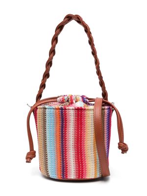 Missoni Kids striped crochet-knit bucket bag - Brown