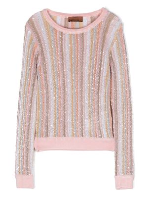 Missoni Kids striped sequined jumper - Pink