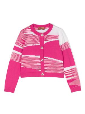 Missoni Kids two-tone intarsia-knit cardigan - Pink