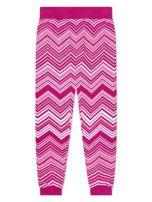 Missoni Kids two-tone zigzag knitted leggings - Pink