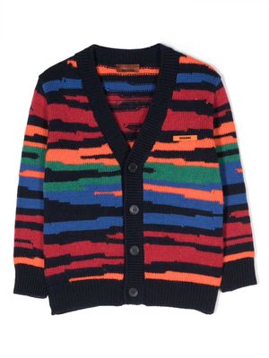 Missoni Kids V-neck intarsia knit-pattern cardigan - Blue