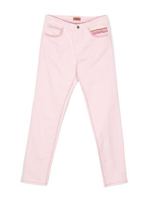 Missoni Kids wave-print slim-cut trousers - Pink
