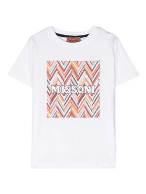 Missoni Kids White T-shirt With Orange Chevron Print