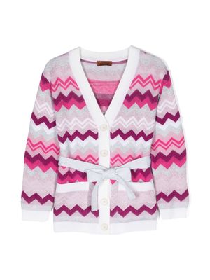 Missoni Kids zig-zag knitted cardigan - Pink