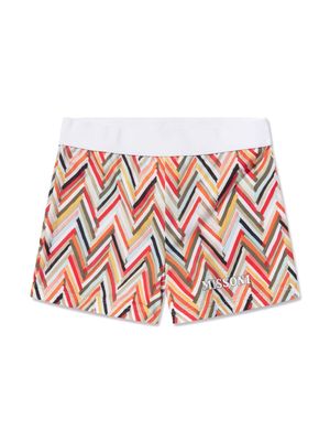 Missoni Kids zig-zag print swim shorts - Red