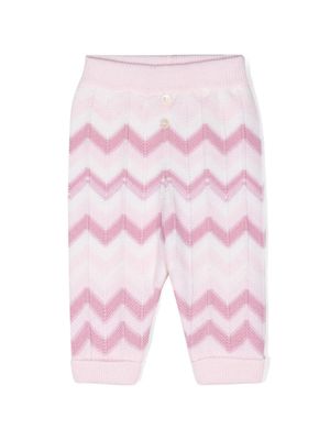 Missoni Kids zigzag chevron virgin wool trousers - Pink