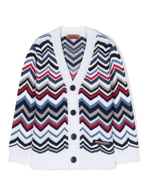 Missoni Kids zigzag cotton cardigan - Blue