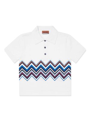 Missoni Kids zigzag cotton polo shirt - White