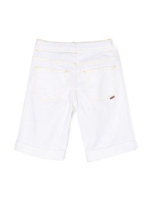 Missoni Kids zigzag-embroidered denim shorts - White