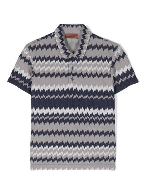 Missoni Kids zigzag-embroidered polo shirt - Grey