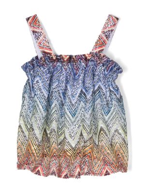 Missoni Kids zigzag flared top - Blue