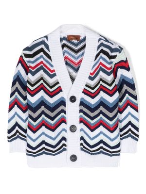 Missoni Kids zigzag-knit cotton cardigan - White