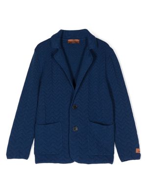 Missoni Kids zigzag-knit single-breasted blazer - Blue