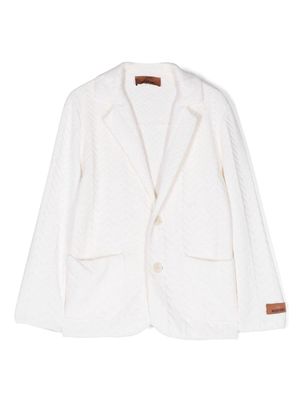 Missoni Kids zigzag-knit single-breasted blazer - White