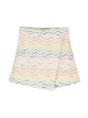 Missoni Kids zigzag knitted skorts - Neutrals