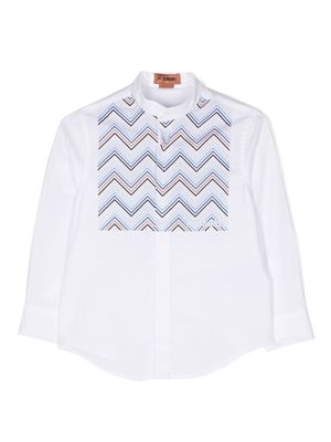 Missoni Kids zigzag-panel long-sleeve shirt - White