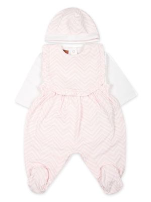 Missoni Kids Zigzag-pattern cotton babygrow set - White