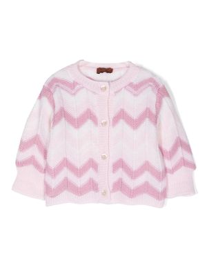 Missoni Kids zigzag-print button-fastening cardigan - Pink