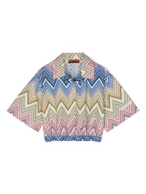 Missoni Kids zigzag-print cotton blouse - Blue