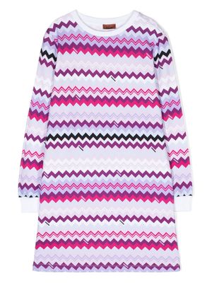 Missoni Kids zigzag-print cotton dress - Purple