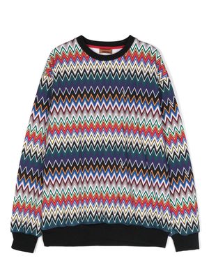 Missoni Kids zigzag-print cotton jumper - Black