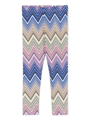 Missoni Kids zigzag-print cotton leggings - Blue