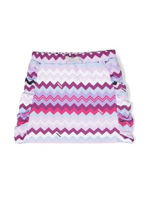 Missoni Kids zigzag-print cotton miniskirt - White