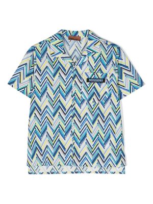 Missoni Kids zigzag-print cotton shirt - Blue