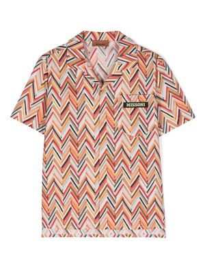 Missoni Kids zigzag-print cotton shirt - Orange