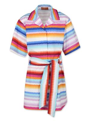 Missoni Kids zigzag-print cotton shirtdress - Red